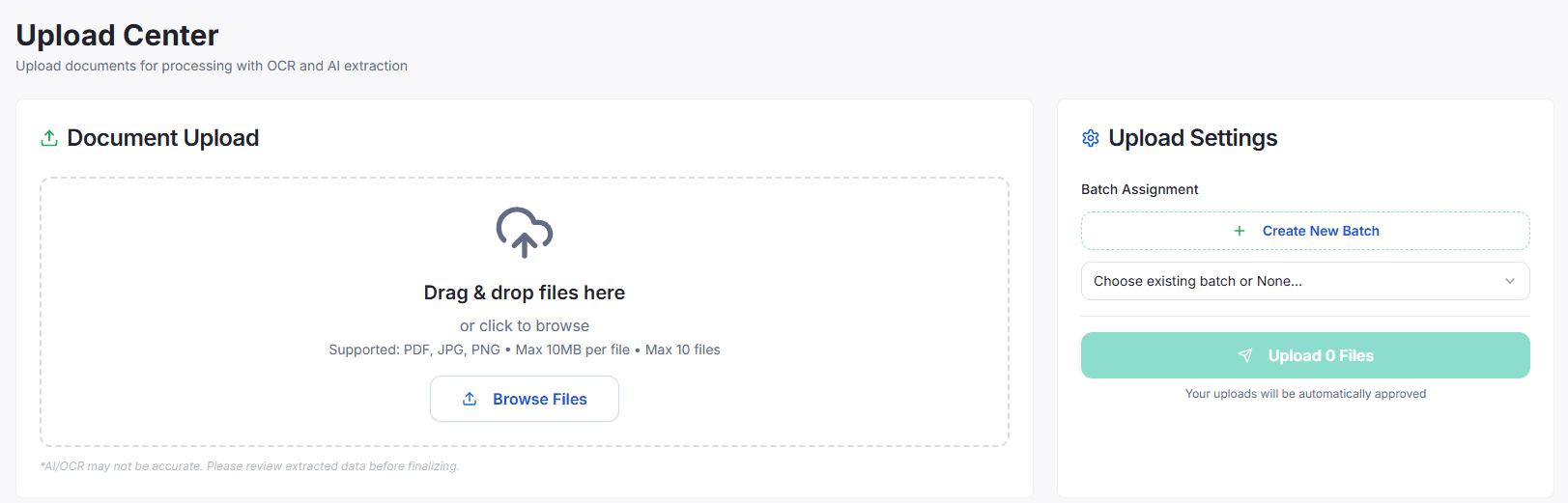 DocuNero Upload Center